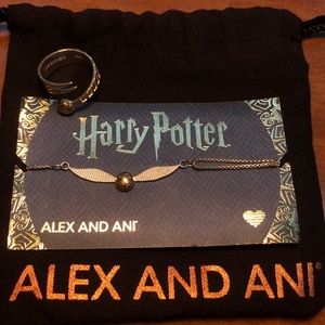 Alex and Ani Golden Snitch Ring Bracelet Bundle